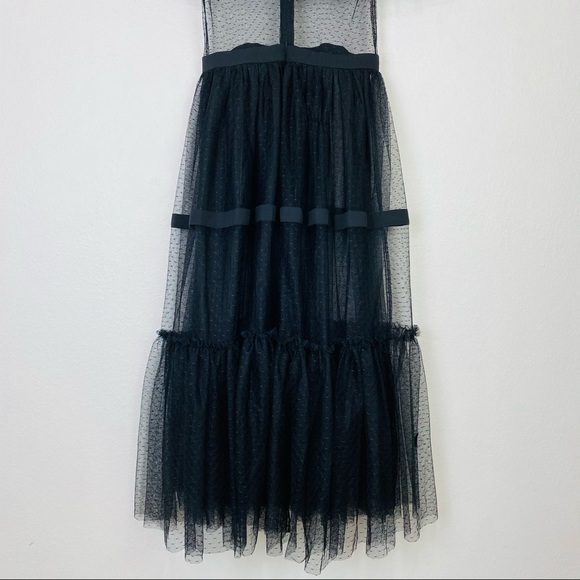 Gianni Bini Black Mesh Ruffle Midi/Maxi Dress Small - Picture 11 of 11